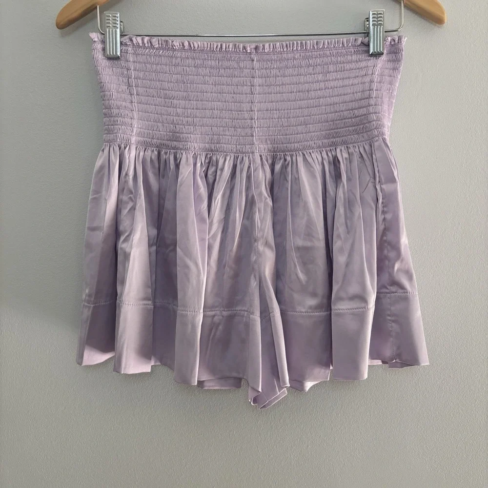 Natural Life Daisy Shorts Womens Medium Lavender High Waisted Silky Satin Cute